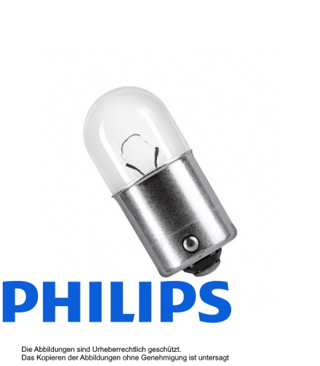 Glühbirne 12 Volt 10 Watt Kugelbirne Philips R10W - BA15s